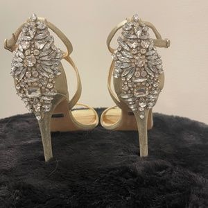 Badgley Mischka gold stilettos